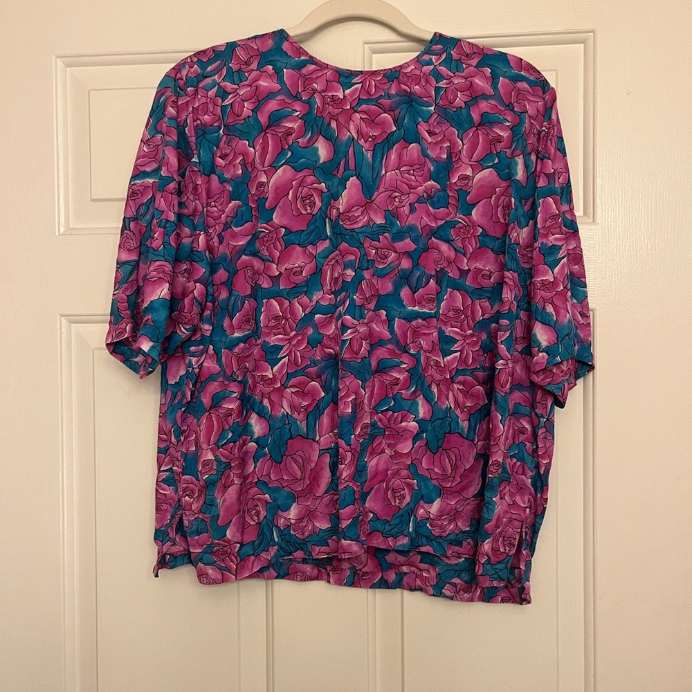 Genuine silk floral pattern blouse